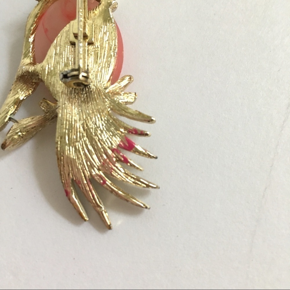 Vintage Jelly Belly Bird Brooch Pink Enamel Pink - Picture 8 of 9